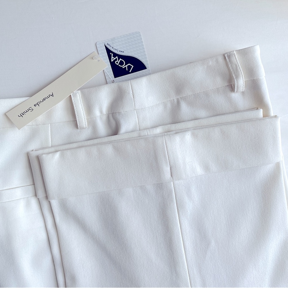 AMANDA SMITH IVORY CUFFED STRAIGHT LEG PANTS CAREER NEUTRAL MINIMALIST 12 - Picture 2 of 8